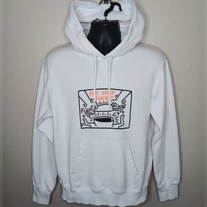 KEITH HARING X UNQLO Tokyo Pop Adult Small Art Hoodie Oversized Sweatshirt White